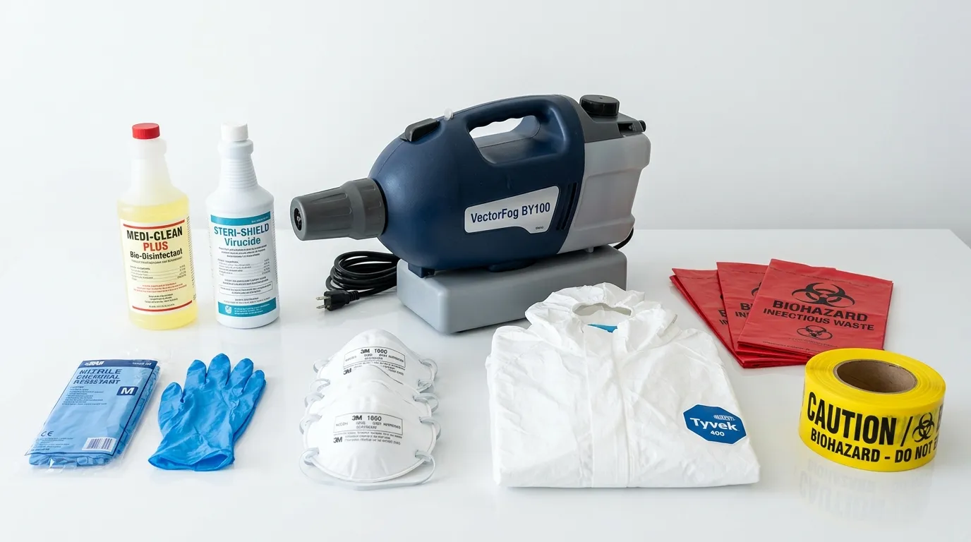 Professional biohazard remediation crew working in Dixon